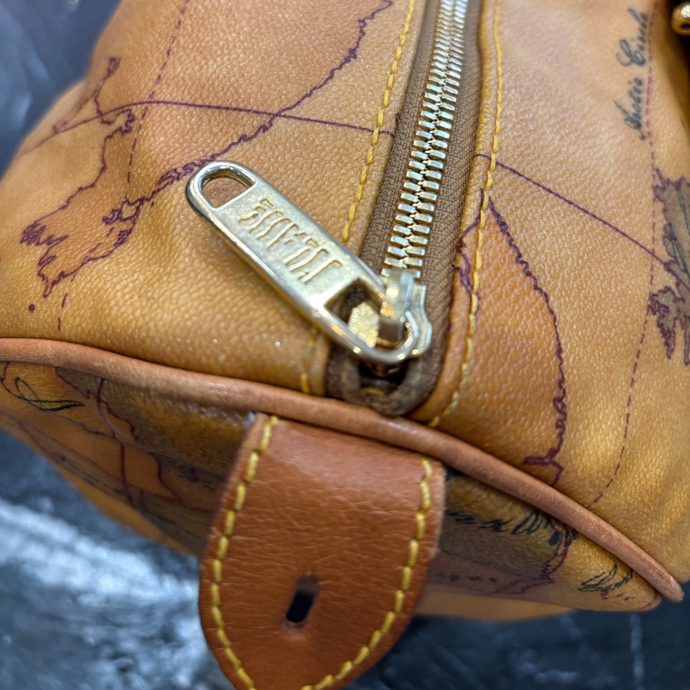 Alviero Martini 1A Classe Geo Map Mini Tote Bag Tan Italy Leather - Picture 7 of 12